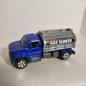 Airport Gas Tanker Diecast Toy Truck Blue Silver Fuel Tanker Miniature‎ Car